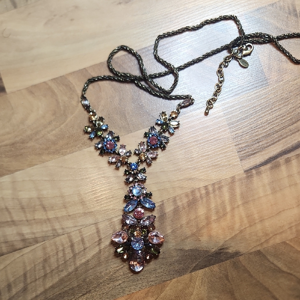 Y2K long rhinestone statement necklace